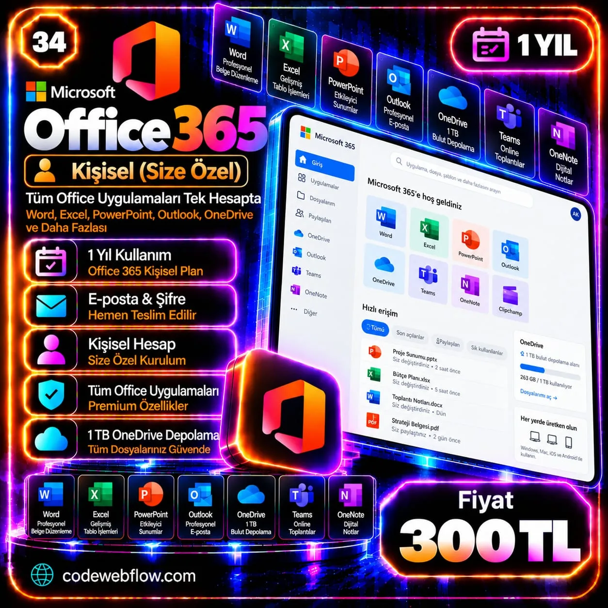 Microsoft Office 365 Kişisel - 1 Yıl