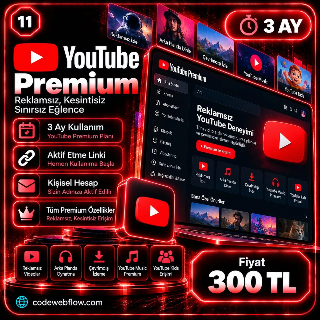 YouTube Premium - 3 Ay