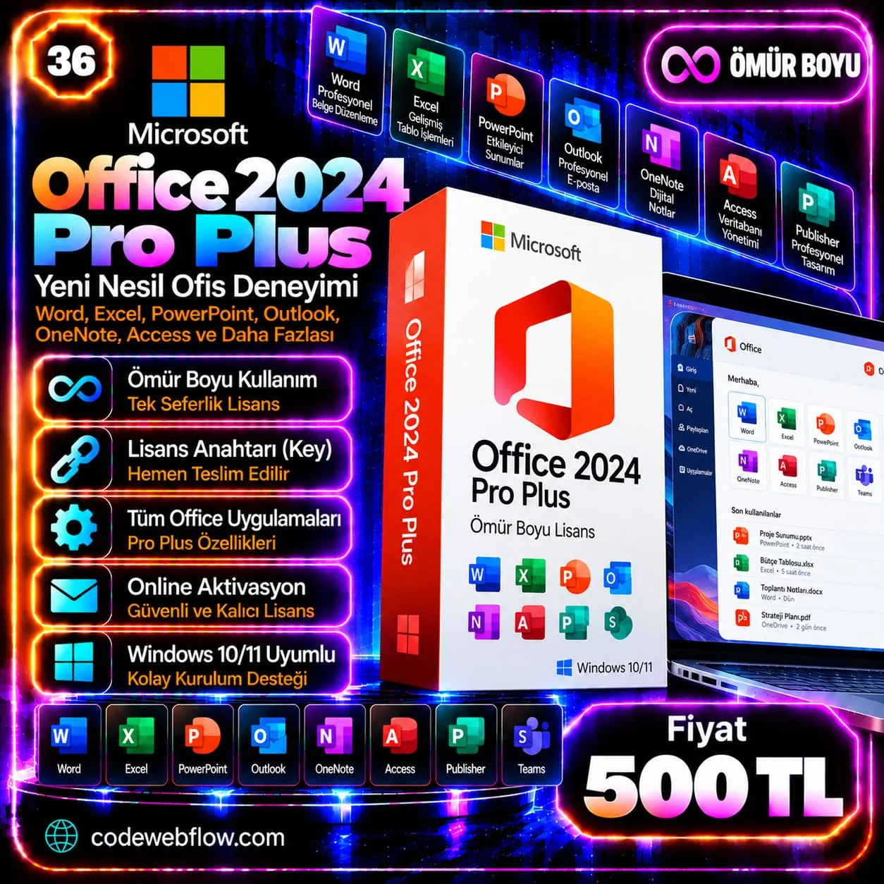 Microsoft Office 2024 Pro Plus - Ömür Boyu