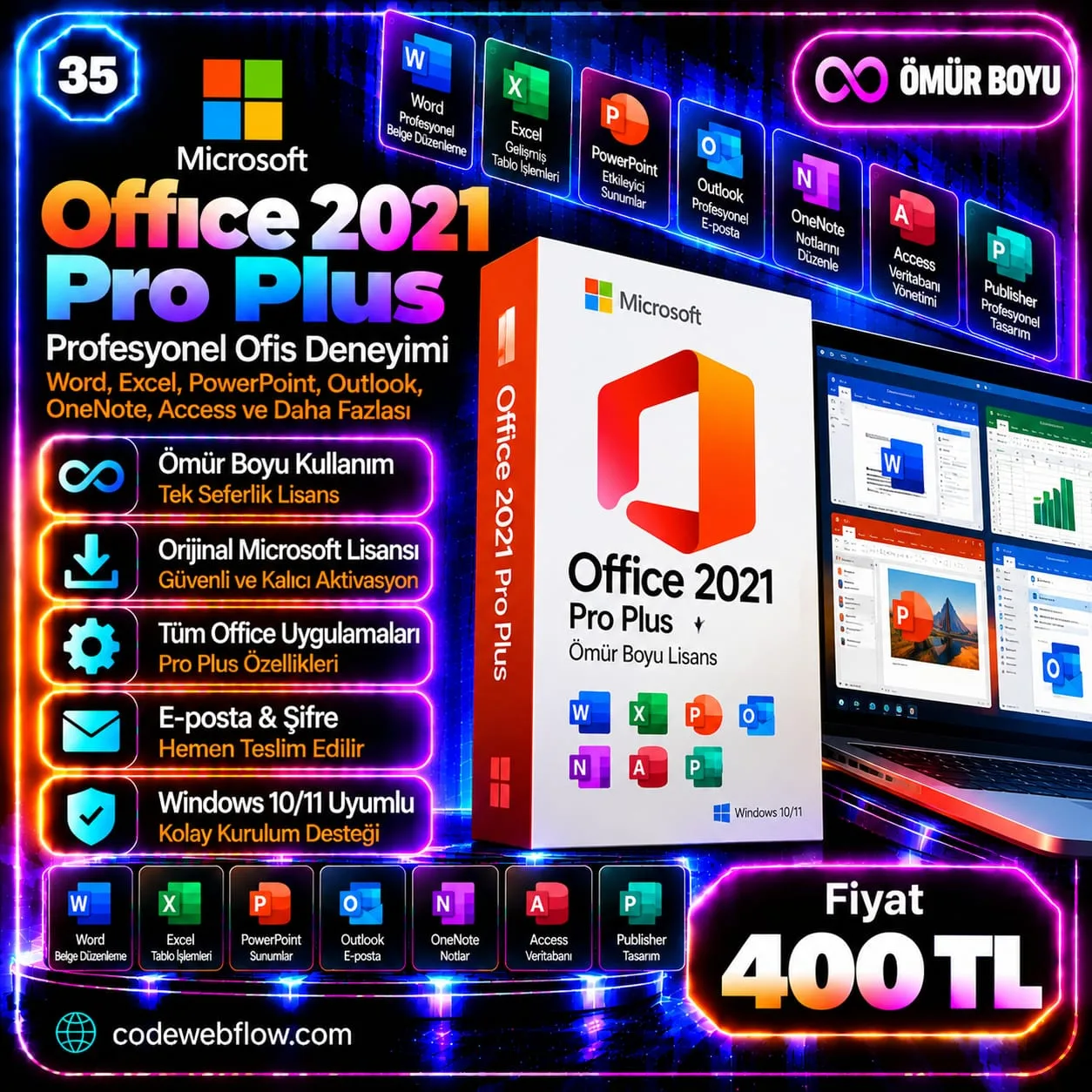 Microsoft Office 2021 Pro Plus - Ömür Boyu