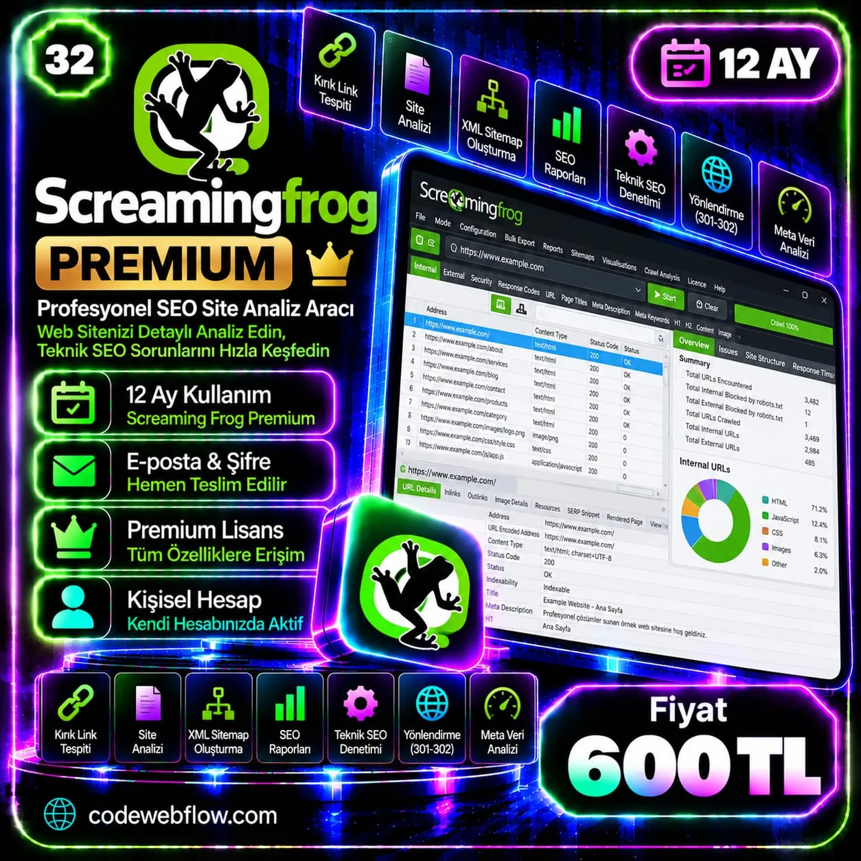Screaming Frog Premium - 12 Ay