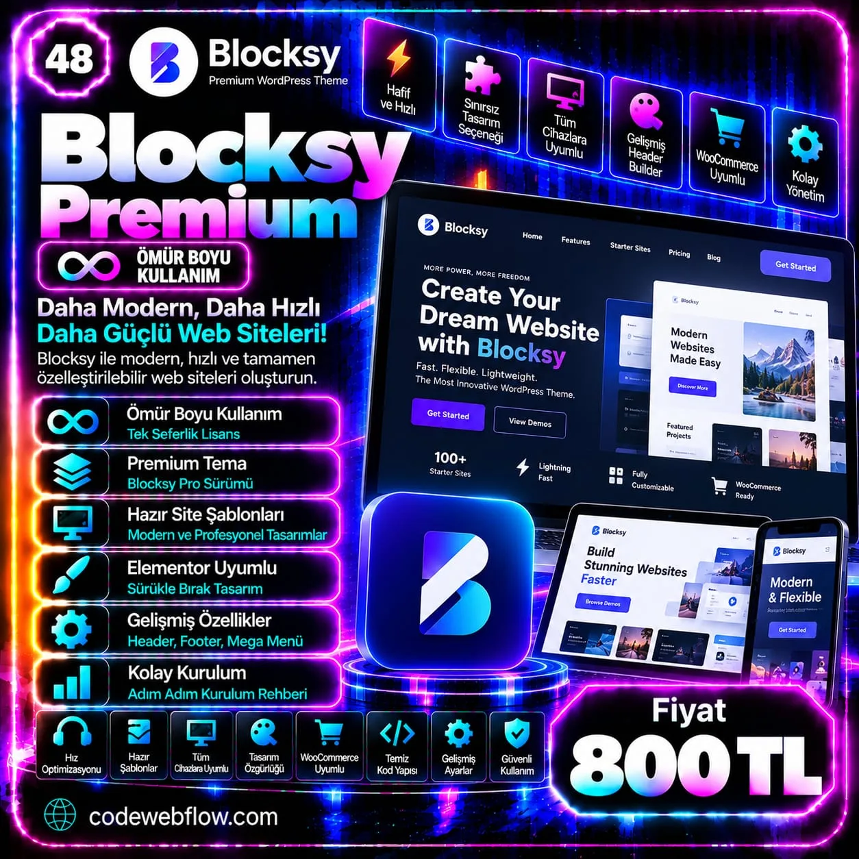Blocksy Premium - Ömür Boyu