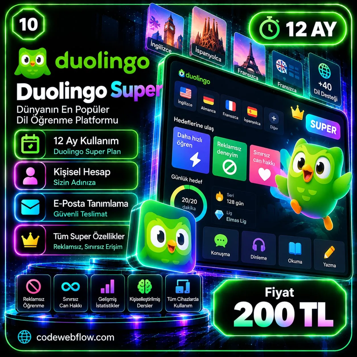 Duolingo Super - 12 Ay